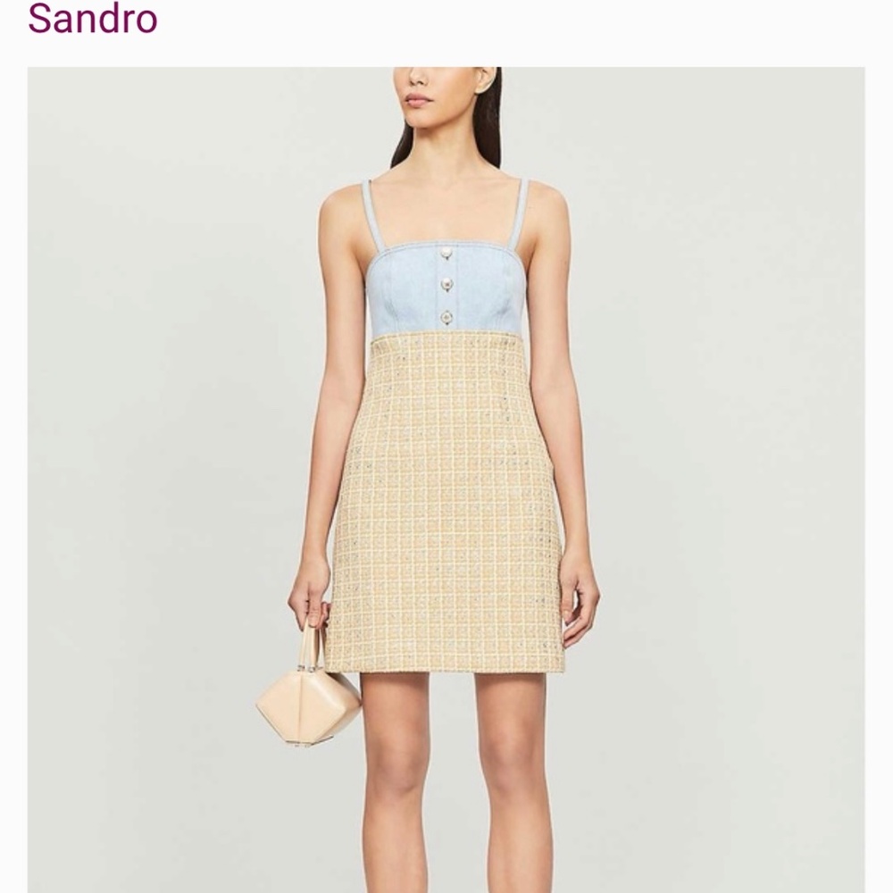 NWOT Sandro tweet and denim mini dress